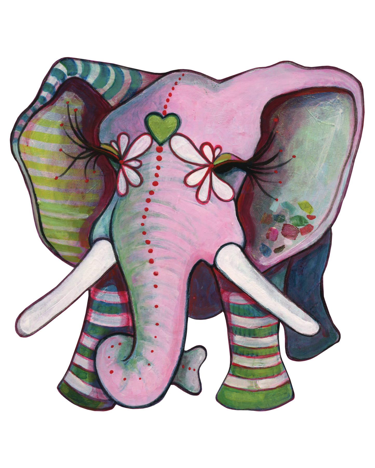 "Green Heart Elephant ZSticker" Die-Cut Sticker