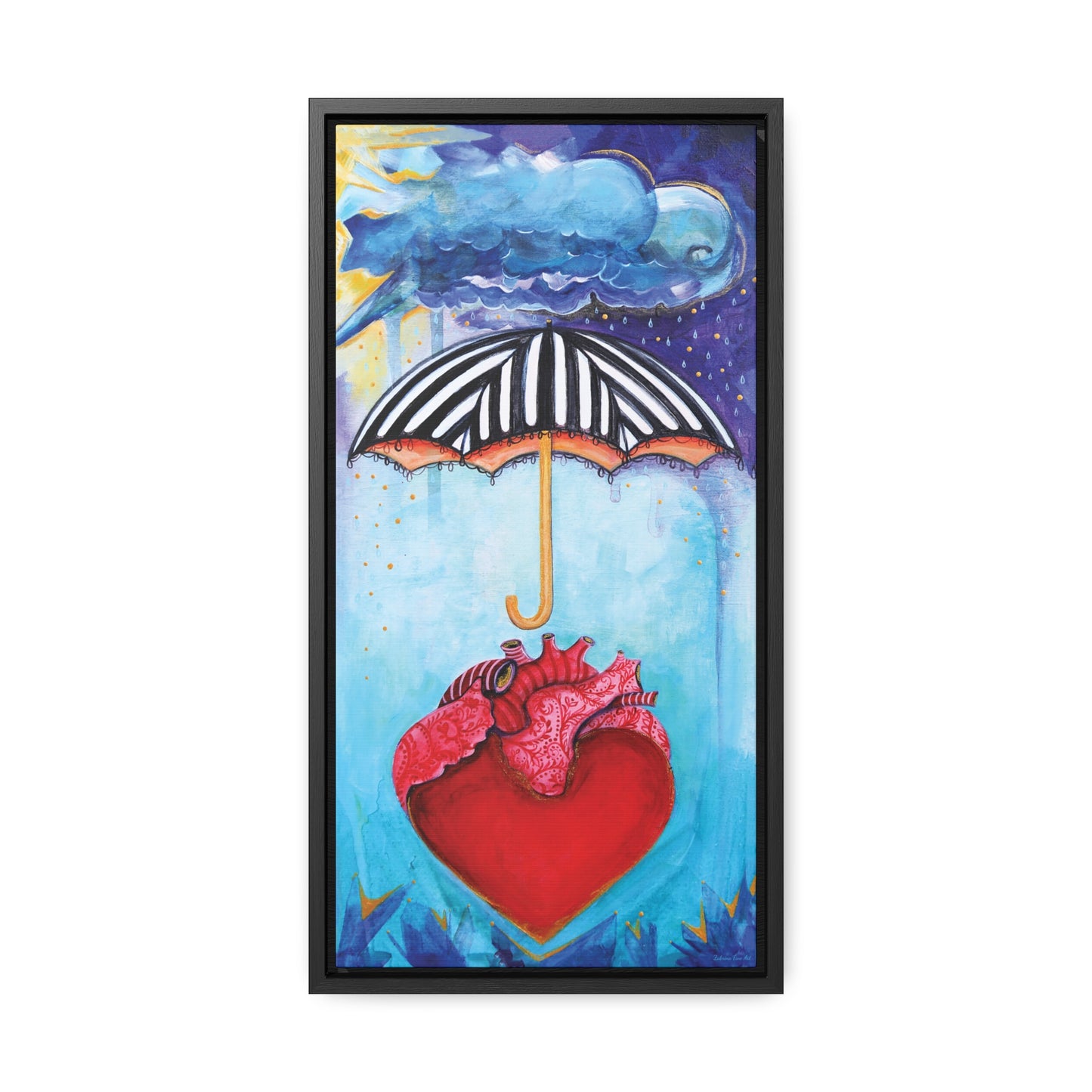 "Umbrella Over Your Heart" Framed Canvas Fine Art Reproduction by Zabrina Fine Art