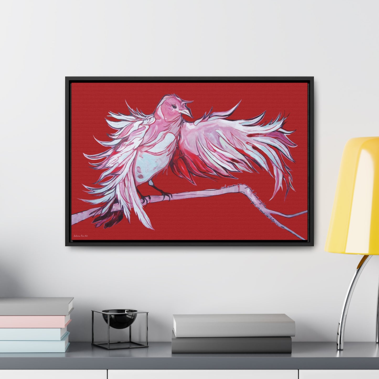 "Red Raven" Framed Canvas Fine Art Reproduction by Zabrina Fine Art