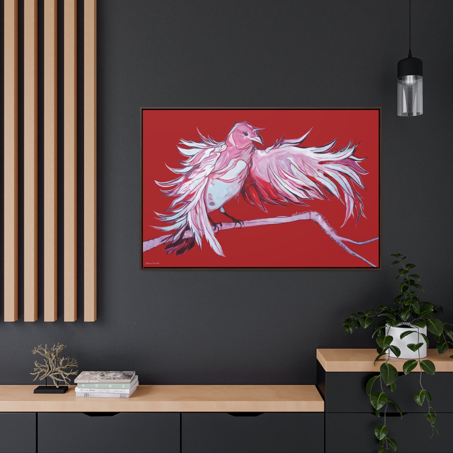 "Red Raven" Framed Canvas Fine Art Reproduction by Zabrina Fine Art