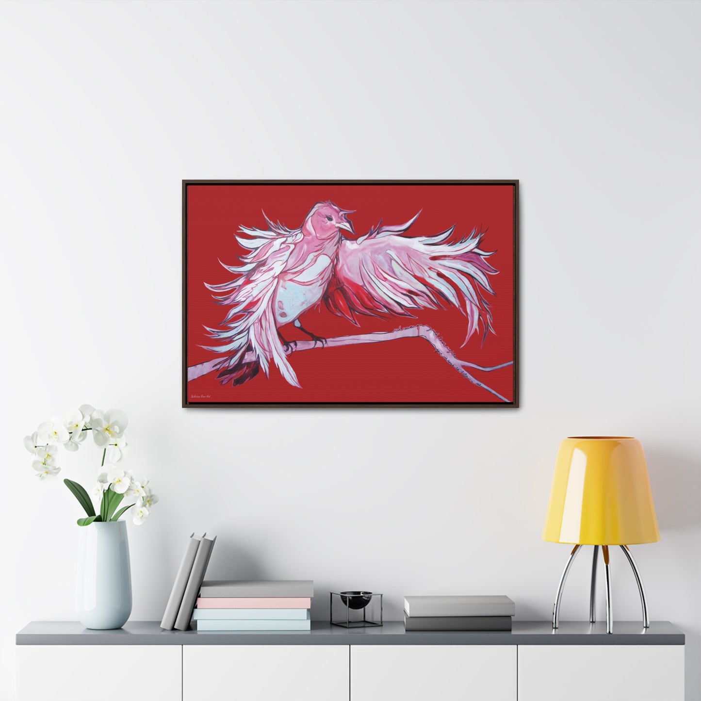 "Red Raven" Framed Canvas Fine Art Reproduction by Zabrina Fine Art