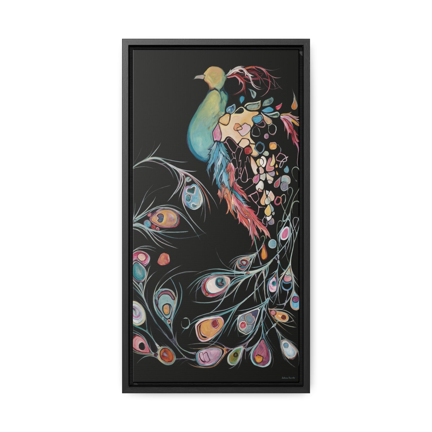 "Peacock" Framed Canvas Fine Art Reproduction by Zabrina Fine Art