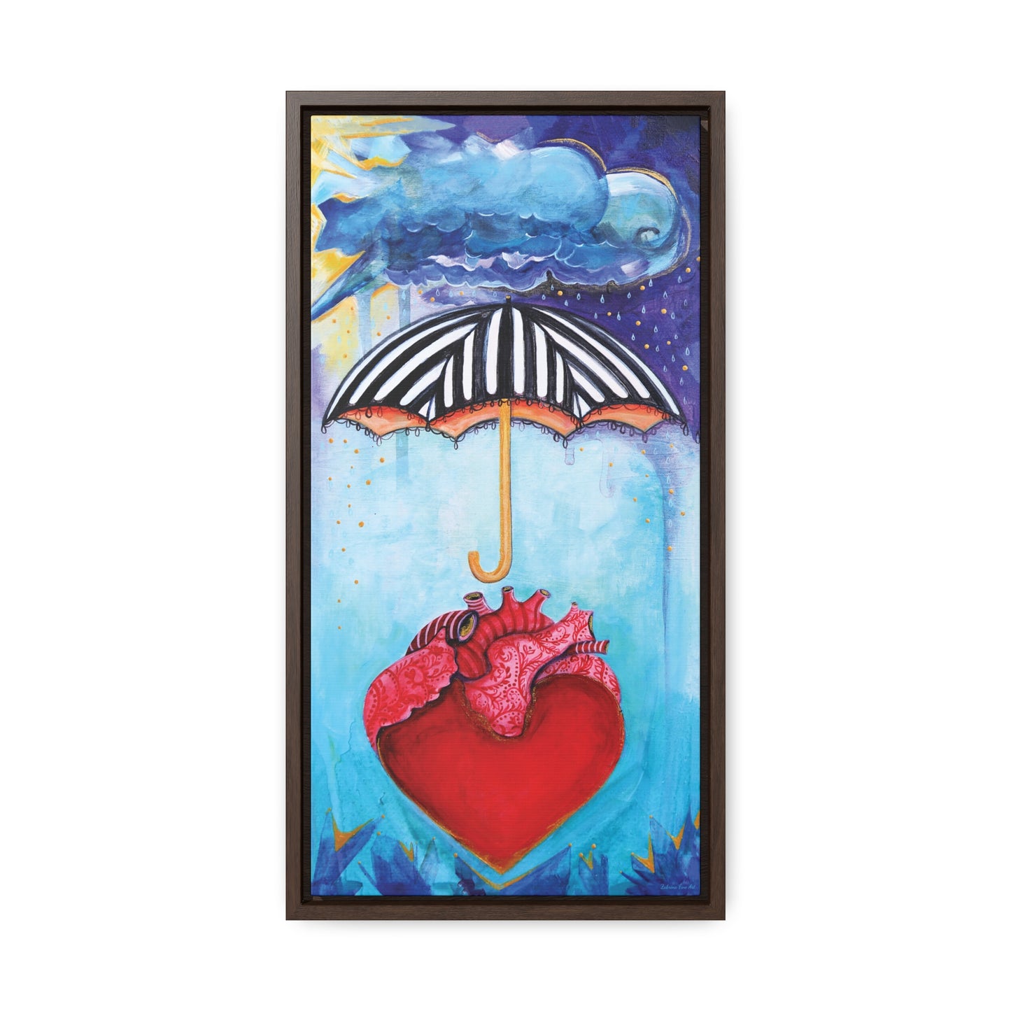 "Umbrella Over Your Heart" Framed Canvas Fine Art Reproduction by Zabrina Fine Art