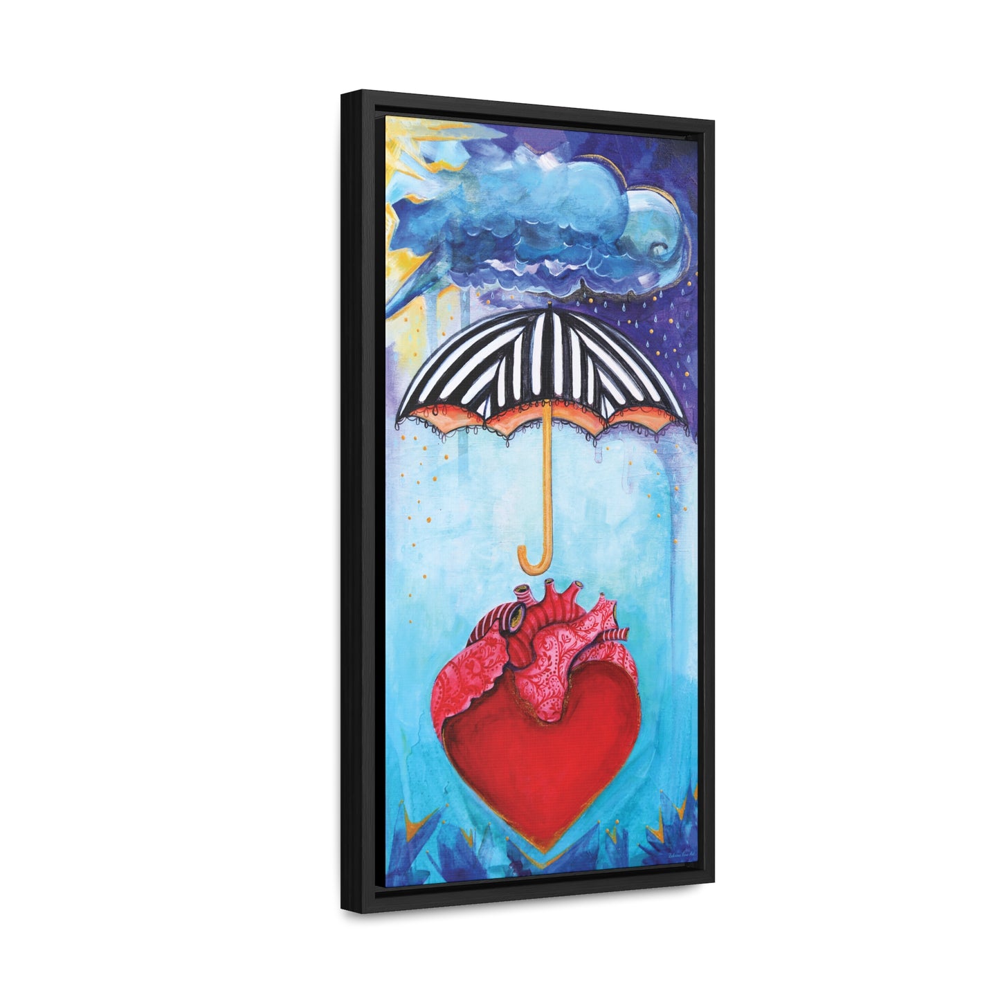 "Umbrella Over Your Heart" Framed Canvas Fine Art Reproduction by Zabrina Fine Art